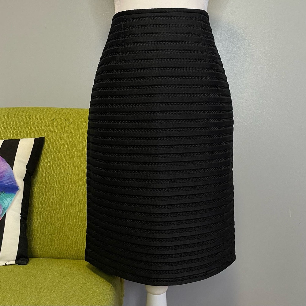 Calvin Klein Black Striped Straight Pencil Skirt NEW 4